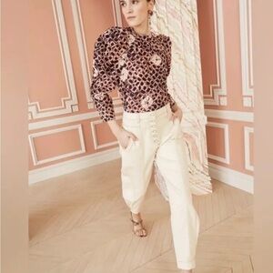 ULLA JOHNSON Women's Brodie Jeans Tapered Ankle Ivory Size 10 High Rise